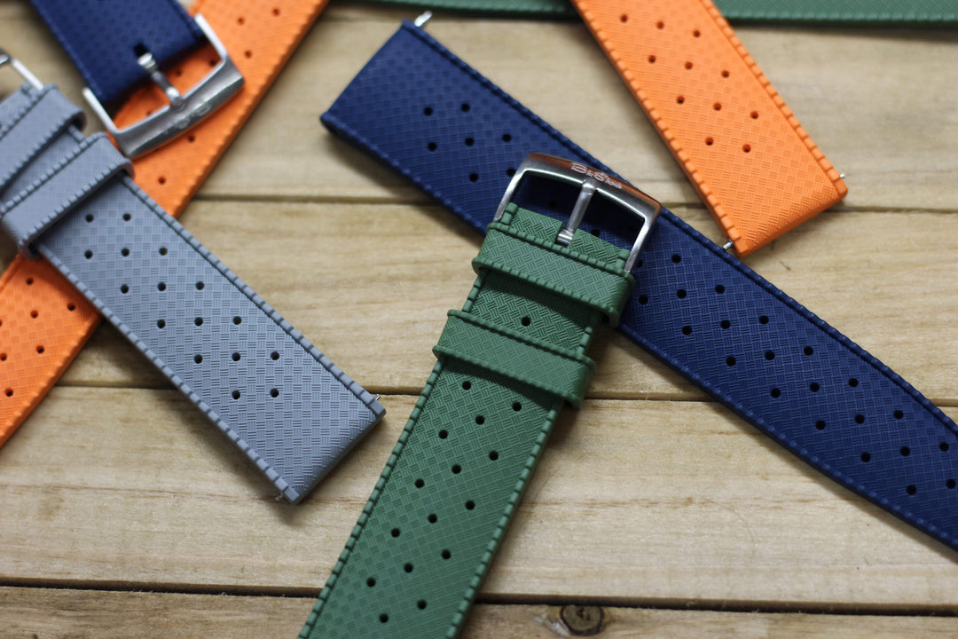 BluShark Tropical Style Rubber Watch Strap - Grenade Green